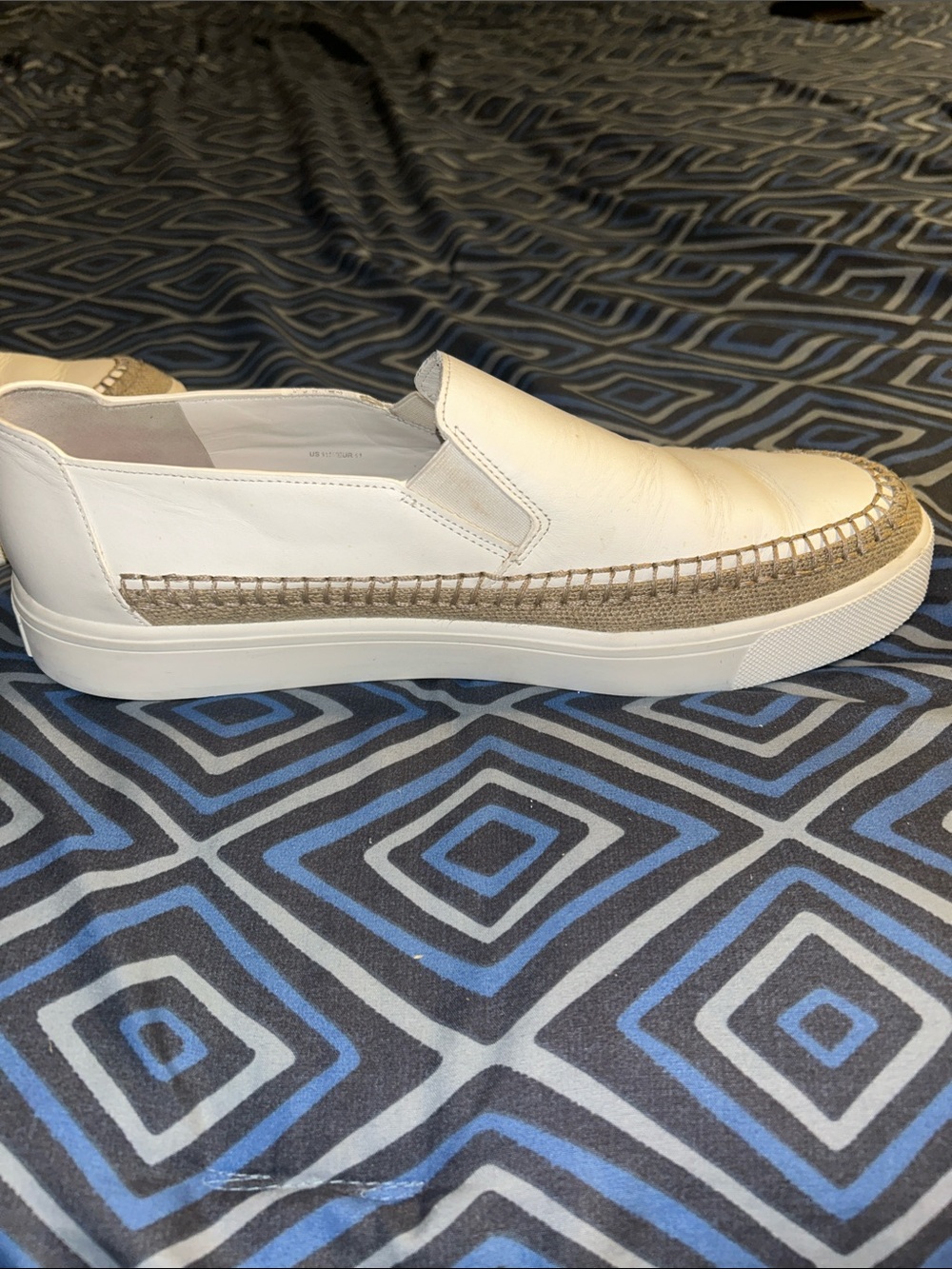 Vince Cream Leather Slip-On Loafers with Woven Trim - Picture 5 of 9